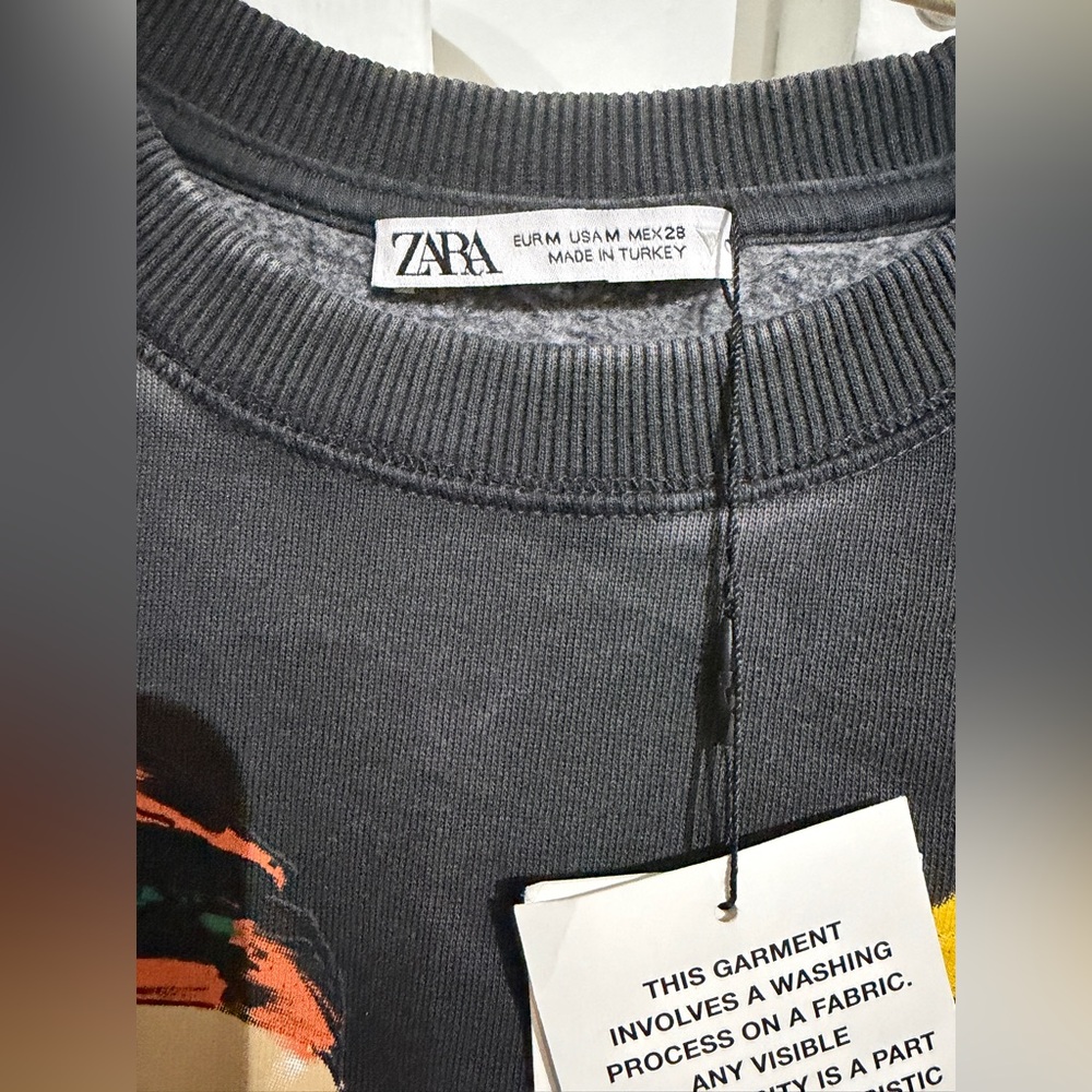 Zara Charcoal Sweatshirt with Orange Detail M - Picture 4 of 5